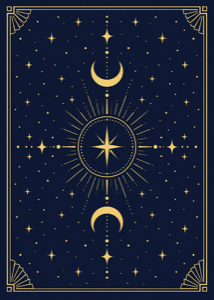 Midnight card back with stars and a crescent moon